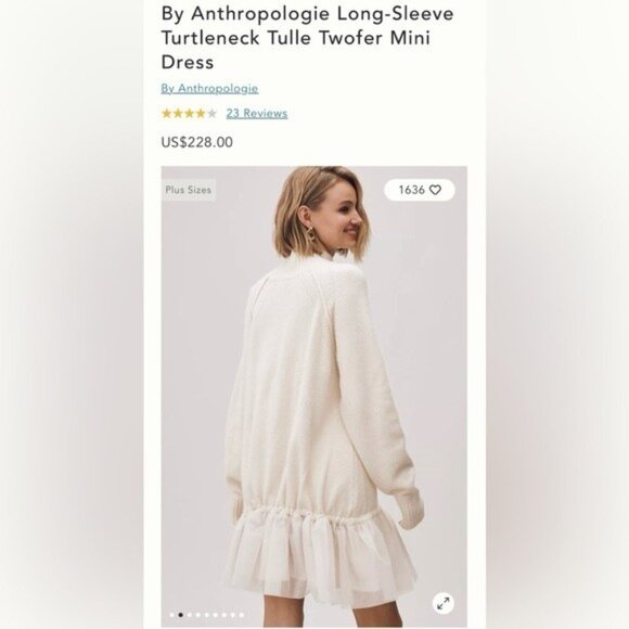 NWT Size SP -Anthro Long-Sleeve Turtleneck Tulle Twofer Mini Dress (NWT US$ 228) - Picture 16 of 16